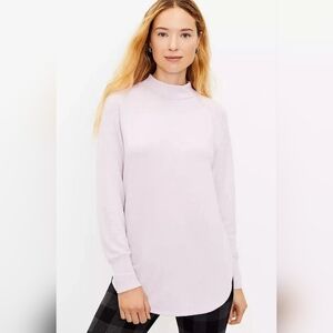 LOFT Mock Neck Shirttail Tunic Top Light Pink, XS